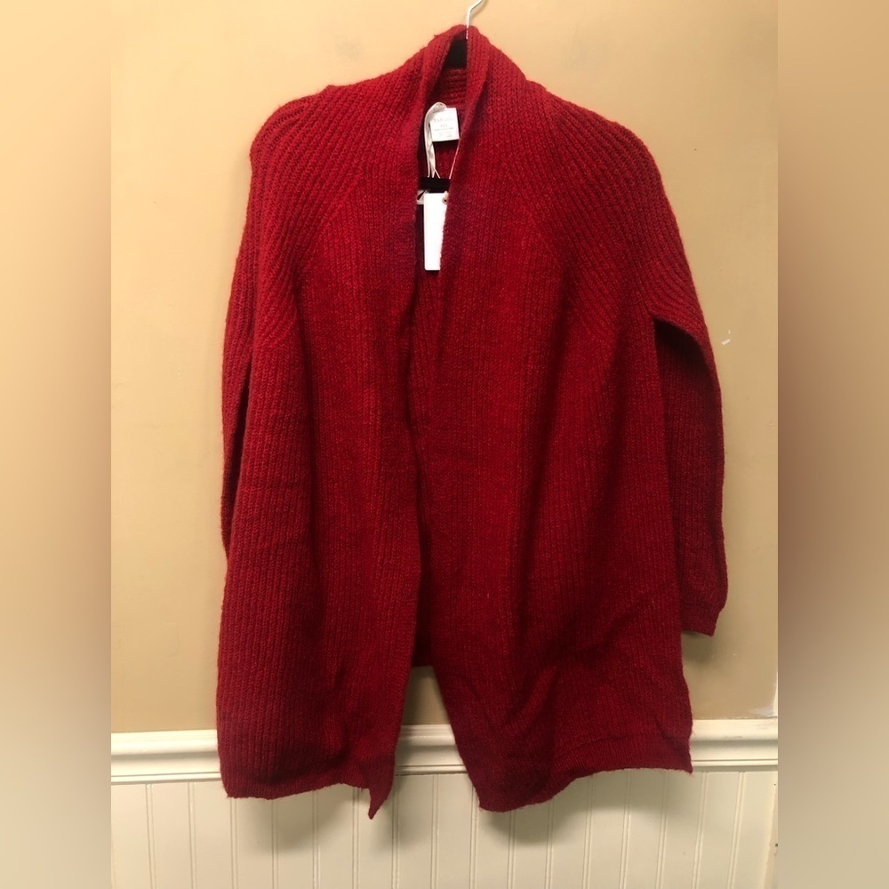 Dillards Red Chunky Knit Shawl Cape Sweater  One Size Fits Most NWT